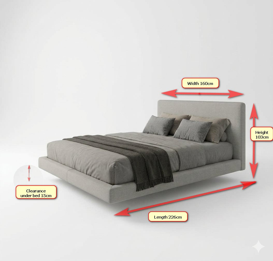 Atlanta Upholstered Platform Frame Grey